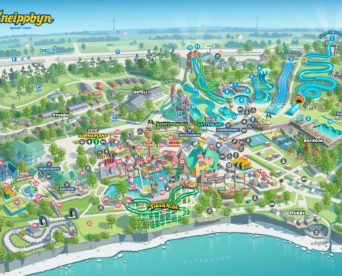 Karta över semesterboenden och upplevelser på Kneippbyn Resort Visby